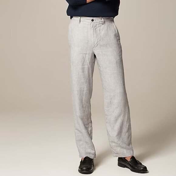J Crew Mens Classic-fit linen trouser 38/32 Pebbel Grey Color - Picture 1 of 6